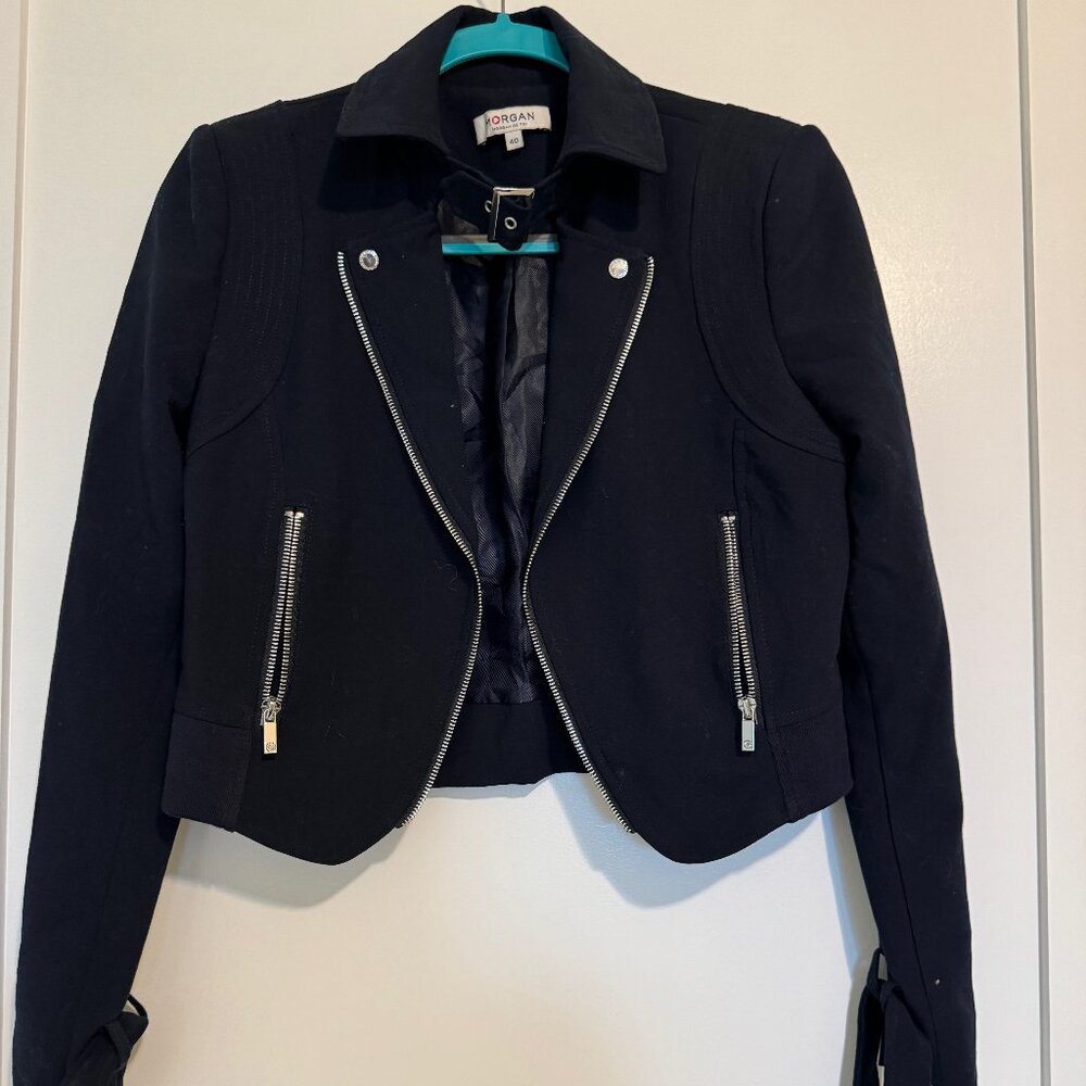 Stylish Black Women's Motorcyle-Style Jacket